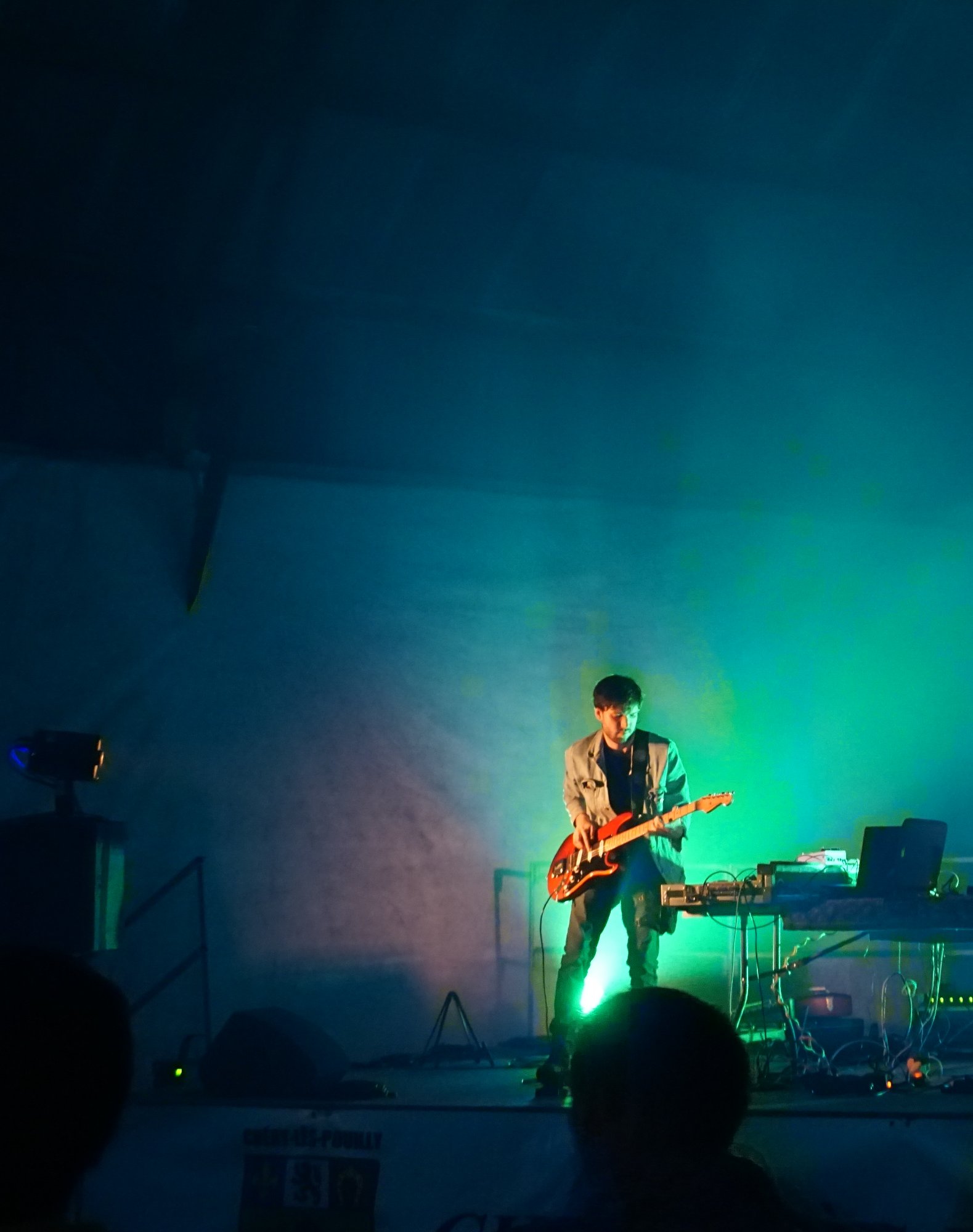 Live guitar with green lights